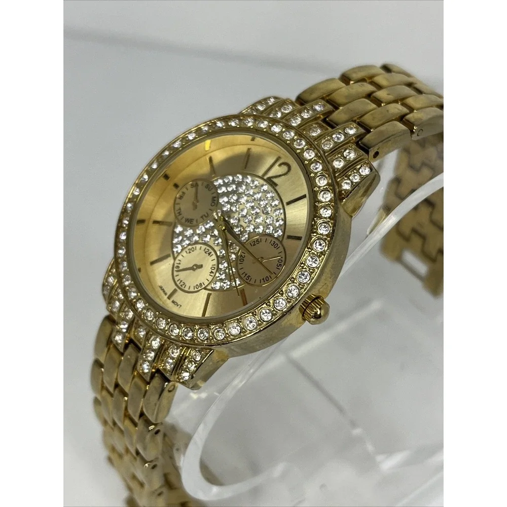 Avon Women's Watch Swarovski‎ Crystal Pave Dial Gold 6.75